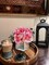 Artificial Flowers in Vase Fake Silk Hydrangea Rose Flower Arrangement Faux Potted Flowers for Indoor Home Bathroom Office Table Shelf Decor, Pink